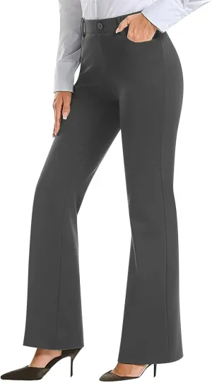 Work Pants Women Business Casual Dress Pants Bootcut Trousers Pants with Pockets Ladies High Waisted Pants