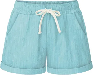XinYangNi Women's Casual Shorts Cotton Shorts Drawstring Elastic Waist Comfy Bermuda Shorts