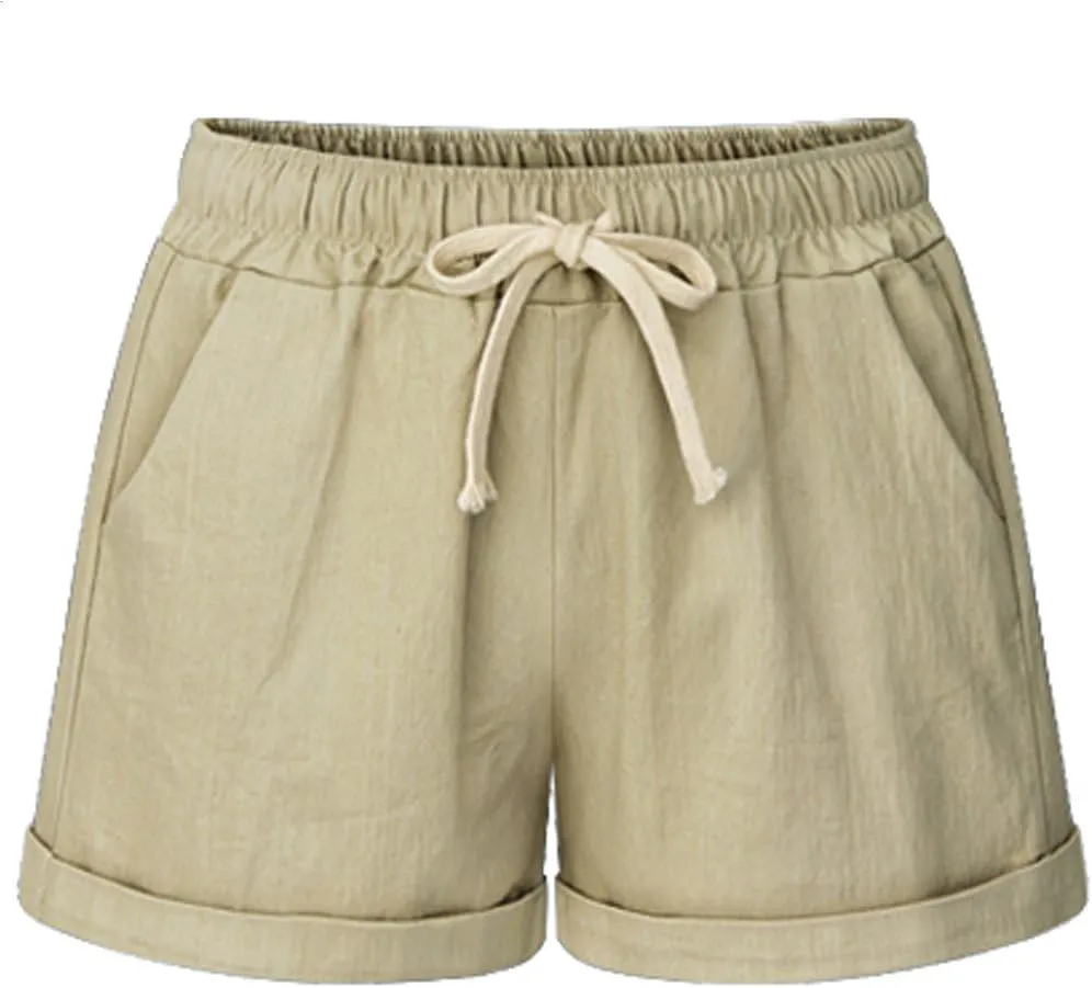 XinYangNi Women's Casual Shorts Cotton Shorts Drawstring Elastic Waist Comfy Bermuda Shorts